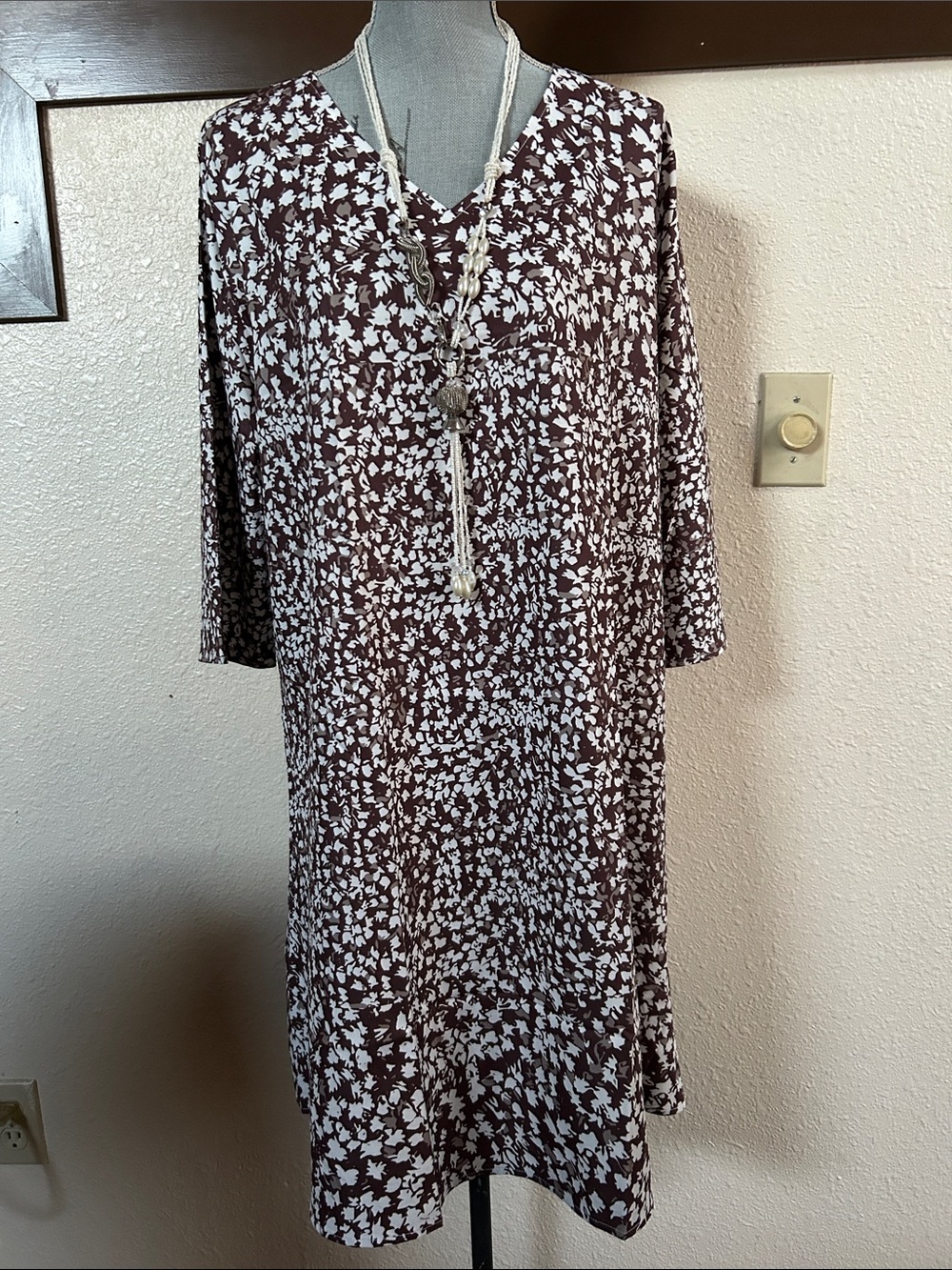 Women's Brown Floral Swim Cover-Up Tunic